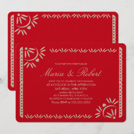 Convites Papel Picado Mexicano Red Kraft Casamento Botânico