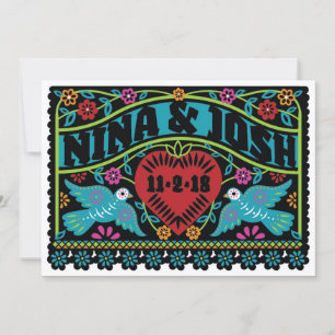 Convites Papel Picado Personalizado para Casais Apaixonados