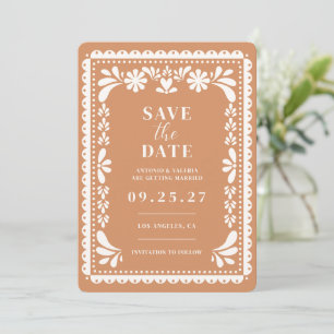 Convites Papel Picado Save the Date Casamento Mexicano