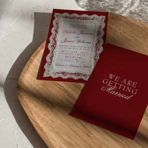 Convites Papel Renda Borgonha Dinheiro Antigo Doily Casamen