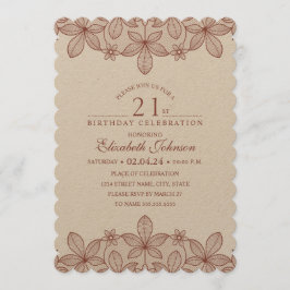 Convites Papel Russo Lace Kraft do Partido aniversário de 2