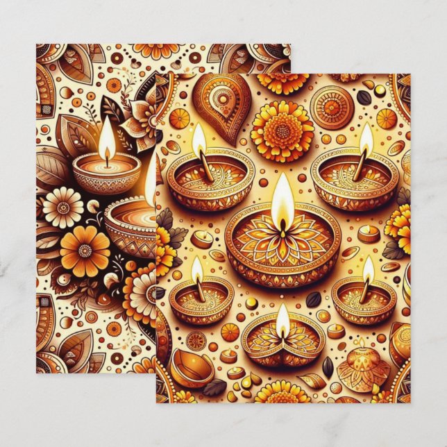 Convites Papel Scrapbook Dourado e Bronze para impressão (Frente/Verso)