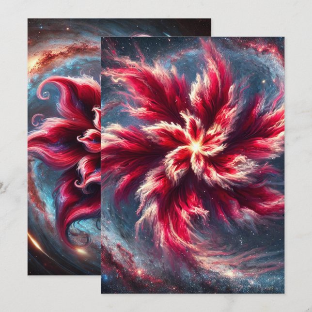 Convites Papel Scrapbook Galaxy Poinsettia Imprimível (Frente/Verso)