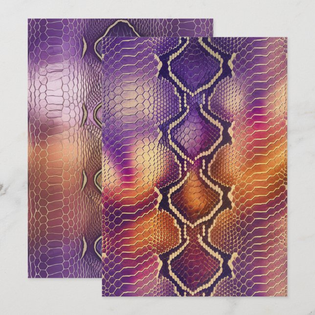 Convites Papel Scrapbook para Cobra roxo e Dourado para imp (Frente/Verso)