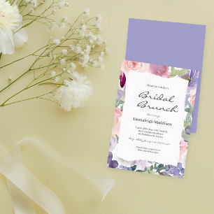 Convites Papel Torn Lilac Floral Aquarelas Bridal Brunt