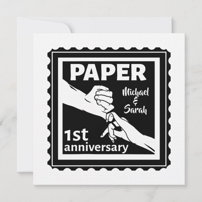 Convites Papel tradicional aniversário de casamento de 1 an (Frente)