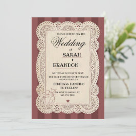 Convites Papel Vintage em Renda Burgundy Casamento/GRADUAÇÃ