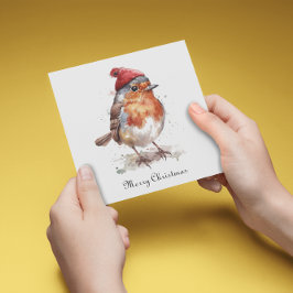 Convites Papelaria de Boas Festas de Robin em Aquarela