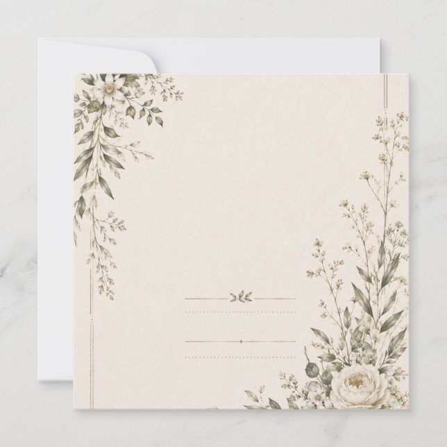 Convites Papelaria de Casamento com Charme Botânico Natural (Frente)