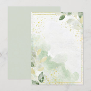 Convites Papelaria de casamento em aquarela verde e dourado