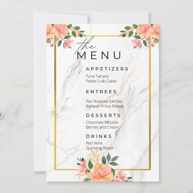 Convites Papelaria de Casamento: O Menu (Frente)