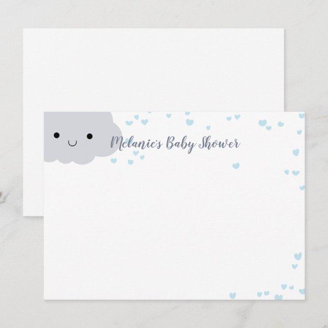 Convites Papelaria Personalizada para Chá de Bebê Nuvem Azu (Frente/Verso)