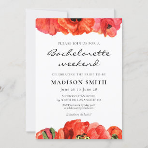 Convites Papoilas vermelhas aquarela Fim de semana de Bache