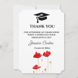 Convites Papoulas Vermelhas Florais Agradecimento de Gradua