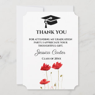 Convites Papoulas Vermelhas Florais Agradecimento de Gradua