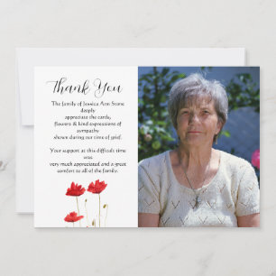Convites Papoulas Vermelhas Florais Funeral Morte Obrigado