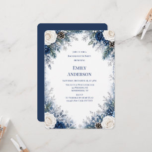 Convites Par de Noiva Rosa Azul e Branco Winter Wonderland