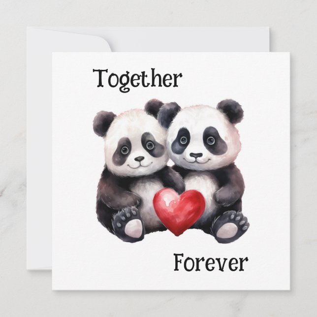 Convites Par de Pandas alegres juntos  (Frente)