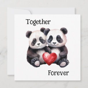 Convites Par de Pandas alegres juntos