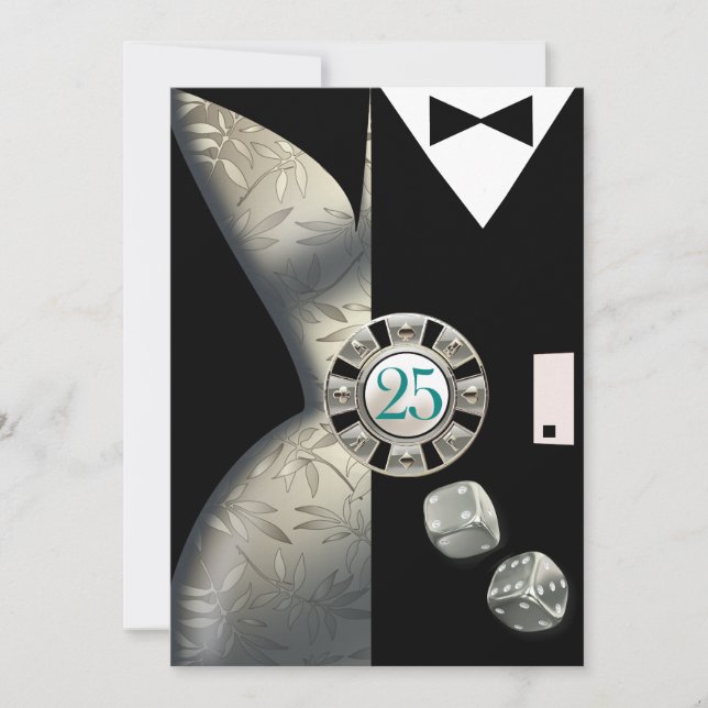 Convites Par Deco Casal 25º Aniversário | prata (Frente)