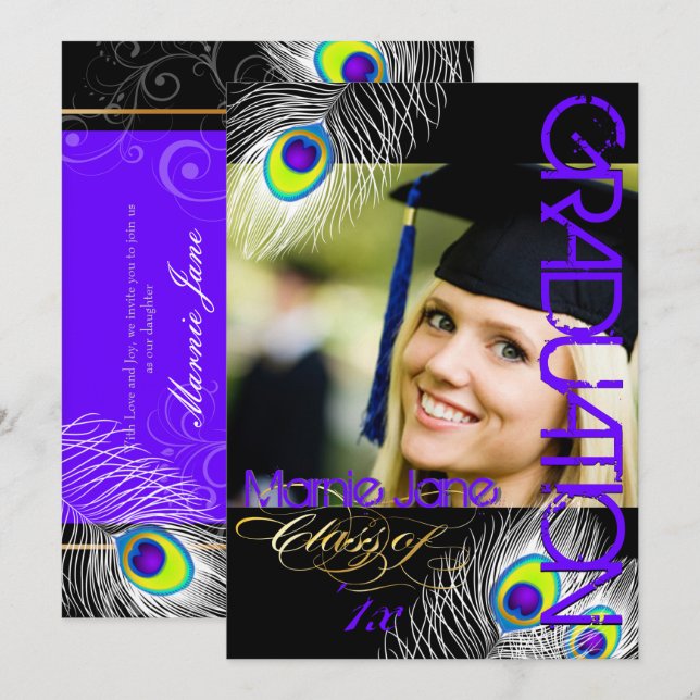 Convites Par Graduação PixDezines/fundo DIY (Frente/Verso)