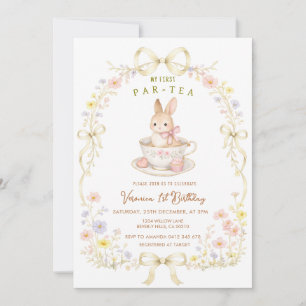 Convites Par-Tea Bunny 1º aniversário flor silvestre