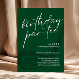 Convites Par-Tee de Aniversário de Golfe Minimalista Verde 