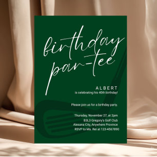 Convites Par-Tee de Aniversário de Golfe Minimalista Verde