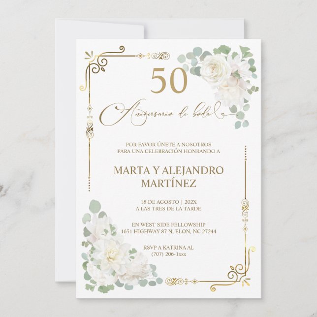 Convites Para 50º Aniversário de Casamento (Frente)