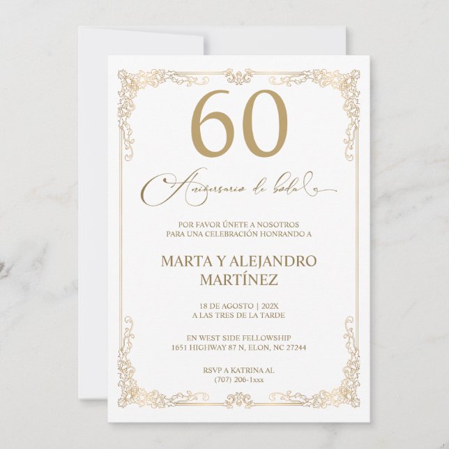 Convites Para 60º Aniversário de Casamento (Frente)
