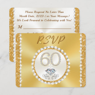 Convites para 60º Aniversário, RSVP com Menu ou