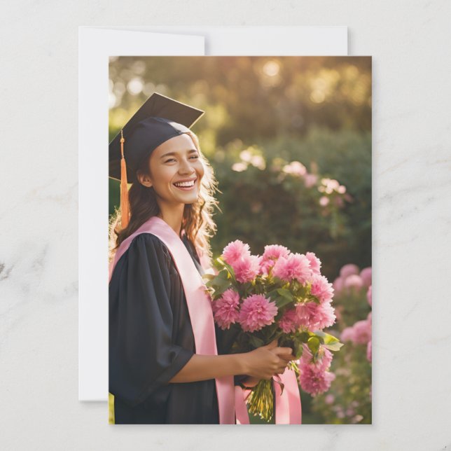 convites para a graduação em rosa das flores moder (Frente)