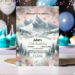 Convites para a menina azul neve Winter Onederland 13 anive