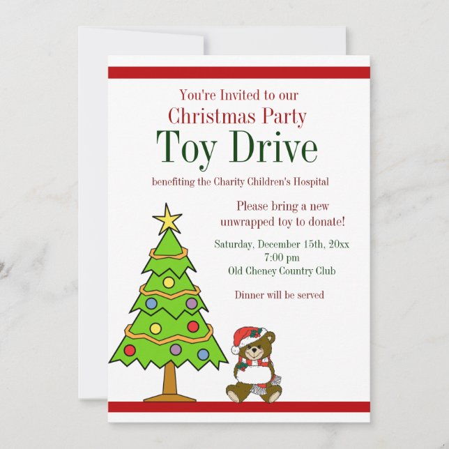 Convites para a unidade de brinquedos de Natal Fér (Frente)
