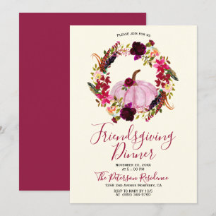 Convites para Amizade Floral Moderna Burgundy