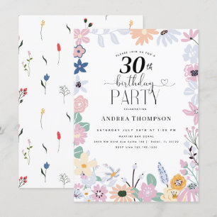 Convites para aniversário de 30 anos de flor selva