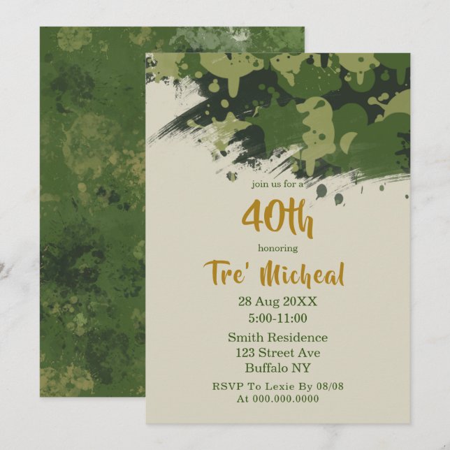 Convites para aniversário de 40 anos de Camuflagem (Frente/Verso)