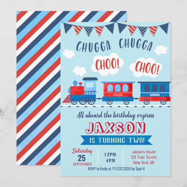 Convites para Aniversário do Choo Choo (Frente/Verso)