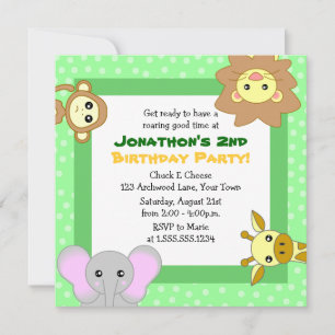 Convites para Aniversários de criança de Animais