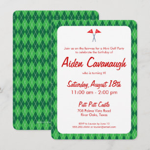 Convites para Aniversários de criança Mini Golf 
