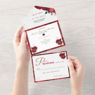 Convites para Baratos de Quinceañera Vermelha e Br