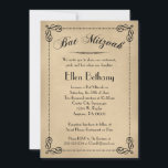 Convites para Bat Mitzvah Elegante<br><div class="desc">Este convite formal e elegante do Bat Mitzvah remonta a ontem,  mas ainda tem um grande Fator Legal. Fundo de estilo de papel de vintage neutro com rolagem preta e script.</div>