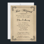 Convites para Bat Mitzvah Elegante<br><div class="desc">Este convite formal e elegante do Bat Mitzvah remonta a ontem,  mas ainda tem um grande Fator Legal. Fundo de estilo de papel de vintage neutro com rolagem preta e script.</div>