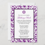 Convites para Bat Mitzvah, Roxo<br><div class="desc">Convide seus hóspedes para o seu Bat Mitzvah em estilo com este convite elegante para o roxo. Na moda e formal — personalize facilmente seu evento!</div>