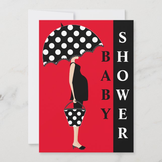 Convites para Bebê bolinhas {Red} (Frente)