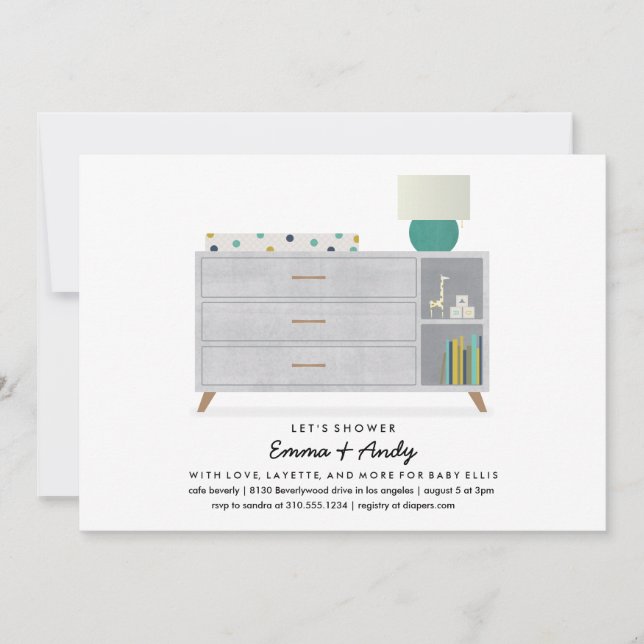 Convites para Bebê de Amor e Layette (Frente)