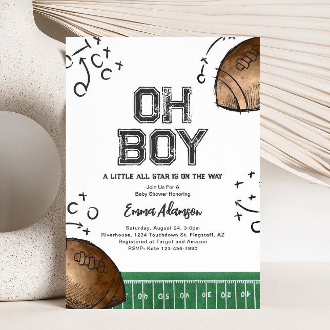 Convites Para Bebê De Futebol De Watercolor (Criador carregado)