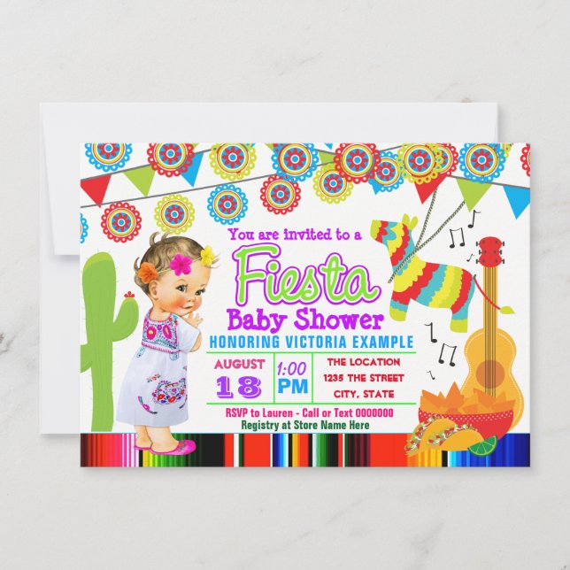 Convites para Bebê Fiesta Mexicano (Frente)