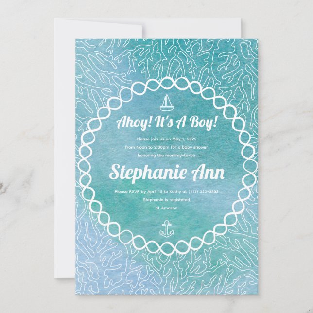 Convites para Bebê Náutico Sailor (Frente)