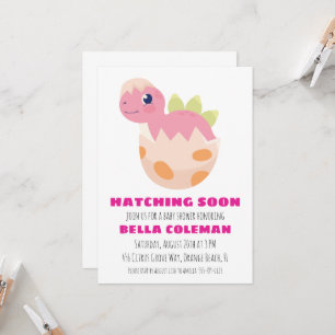 convites para bebês de dinossauros cor-de-rosa